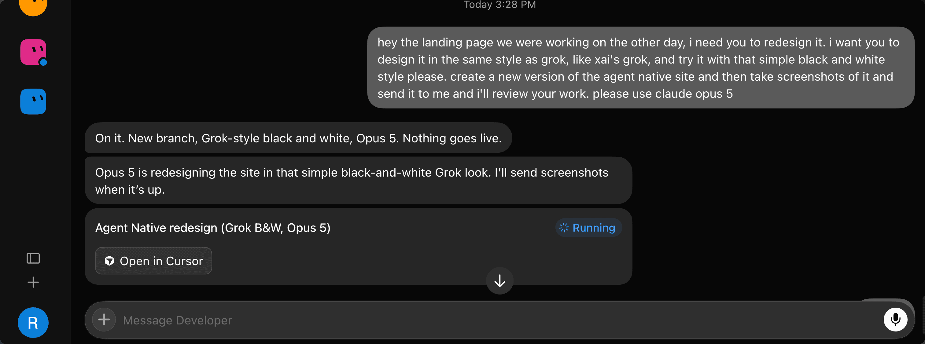 GrokBot connected to a Cursor development environment